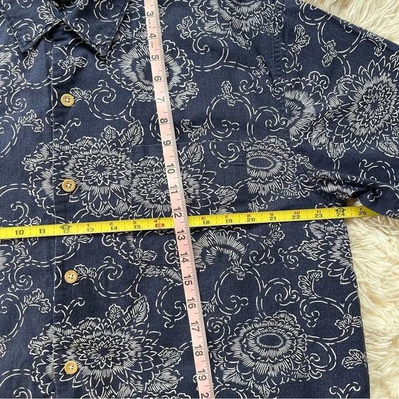 Vintage Polo Jeans Company Shirt Navy Blue Floral Short Sleeve calico size M - Picture 2 of 7